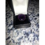 Large 9 ct gold ring with amethyst