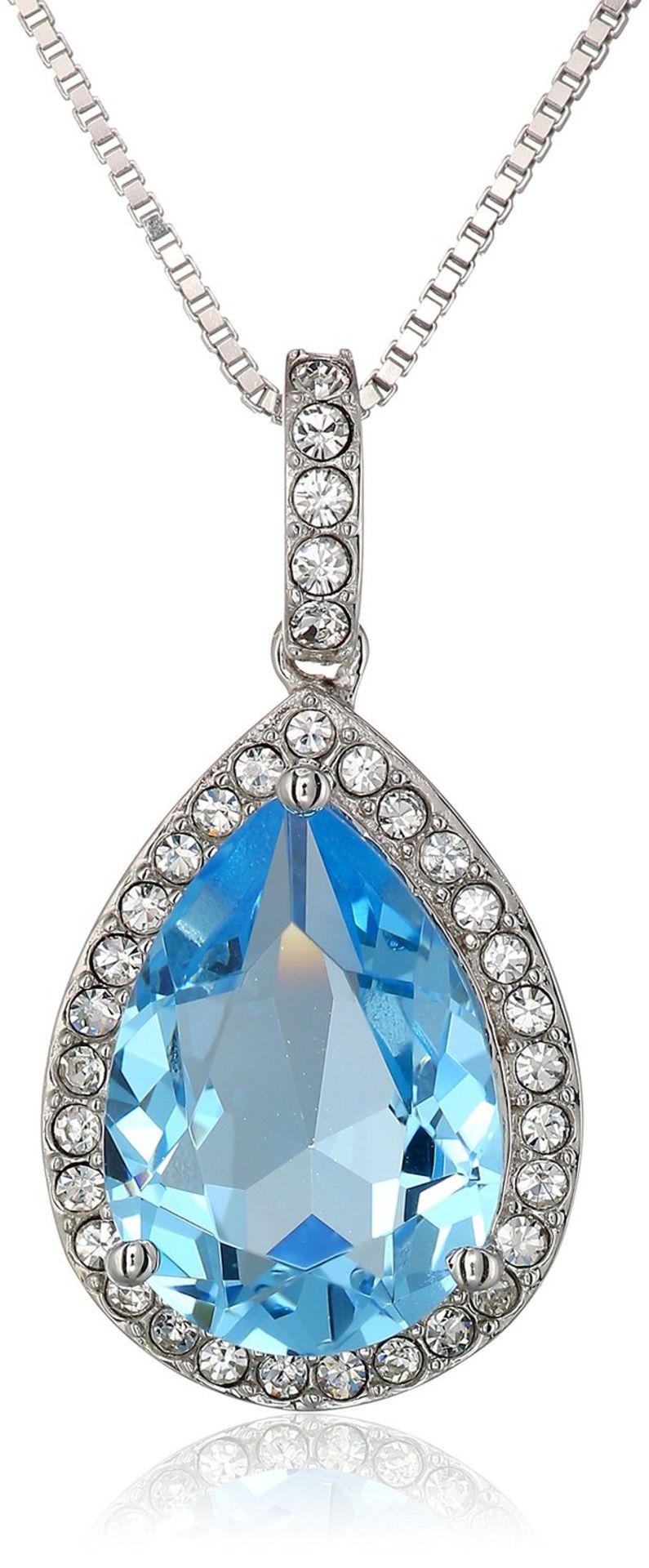 Sterling Silver and Swarovski Elements Crystal Pear-Shape Pendant Necklace, 18"  BRAND NEW, BOXED.