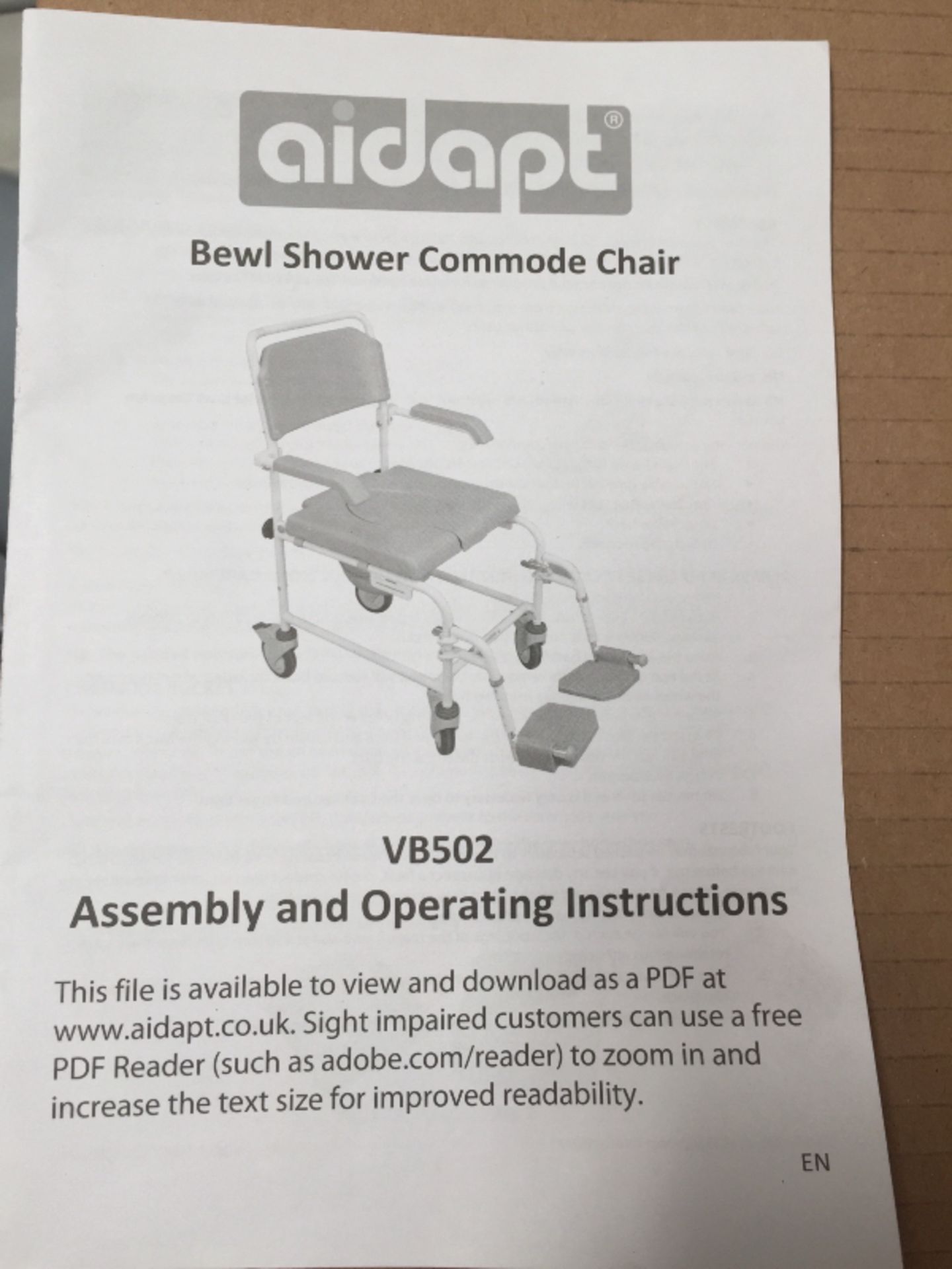 Aidapt Bewl Attendant Propelled Shower Commode Chair