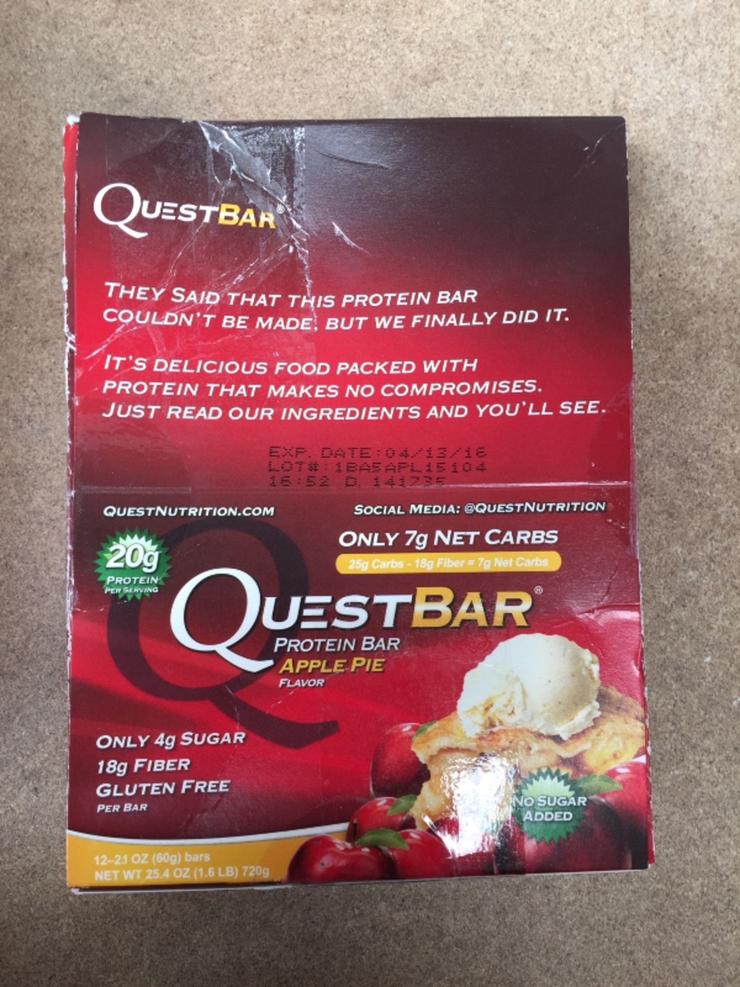 Quest Nutrition 60g Apple Pie Protein Bar - Pack of 12