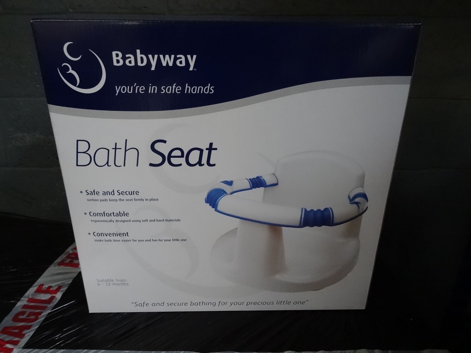 1 x Pallet to contain 36 x Babyway Bath Seats. Safe & Secure, suction pads keep the seat firmly in