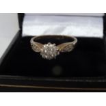 9 Carat Ladies 0.33 Carat High Quality Diamond Cluster Ring with Diamond Embedded Shoulders.