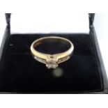 14 Carat Yellow Gold Ladies Diamond Ring. Beautiful Piece. Cluster and shoulders embedded with