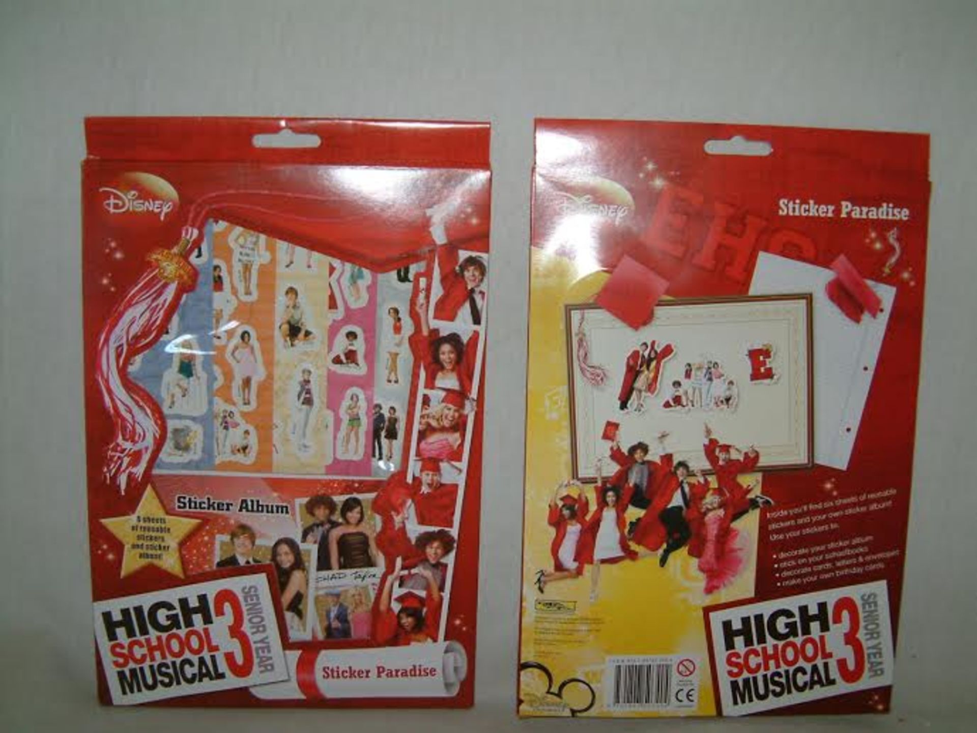 1500x DISNEY High School Musical 3 Sticker Sets. There are 6 sheets of reusable stickers and a