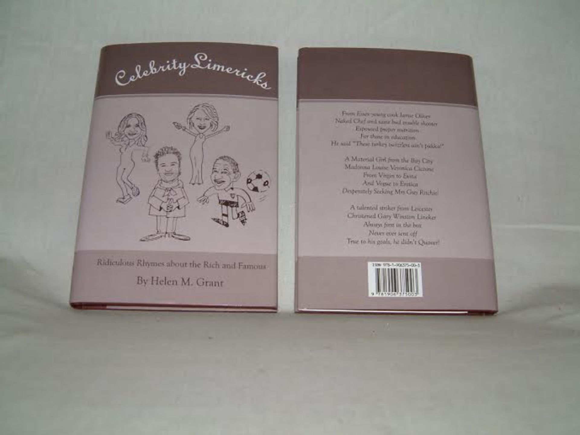 234x "Celebrity Limericks" Book. Author: Helen M Grant. £8.99 price is inside cover. (9 cartons