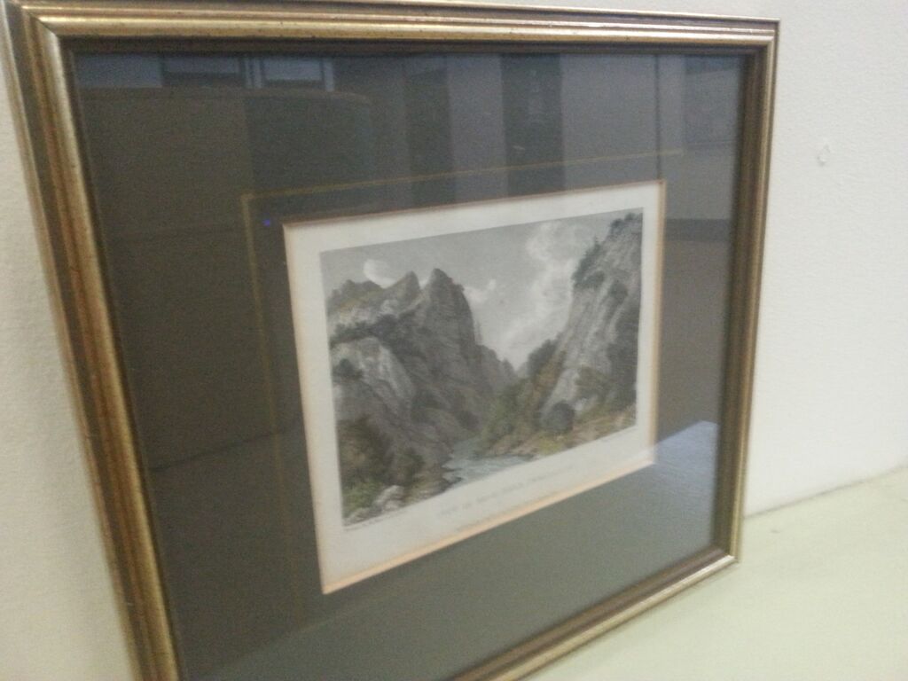 A Professionally Framed & Glazed Antique Engraving by F Finden - View In Dove Dale Derbyshire. Total