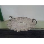 A Beautiful Vintage K C Luke Paramount Piercework Silver Plate Cake Dish Having Swan Handles.