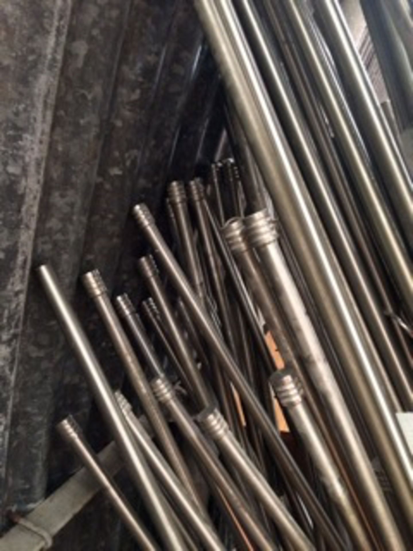 CURTAIN RODS/ BRUSHES STEEL, WITH CONTEMP ENDS/FINIALS, ASSORTED BRACKETS, ALL 20MM DIAMETER LENGTHS - Image 3 of 5