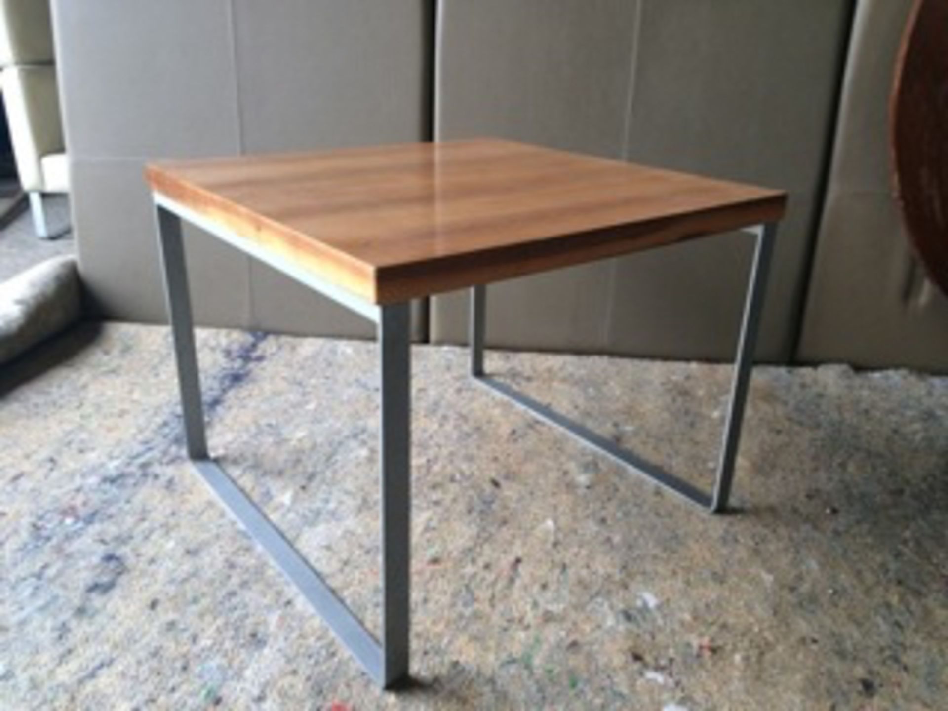 6 COFFEE/SIDE TABLES; CONTEMPORARY STYLE, STEEL FRAMES & LIGHT WOOD VENEER 78CM X 78CM X 61CM (Hgh)