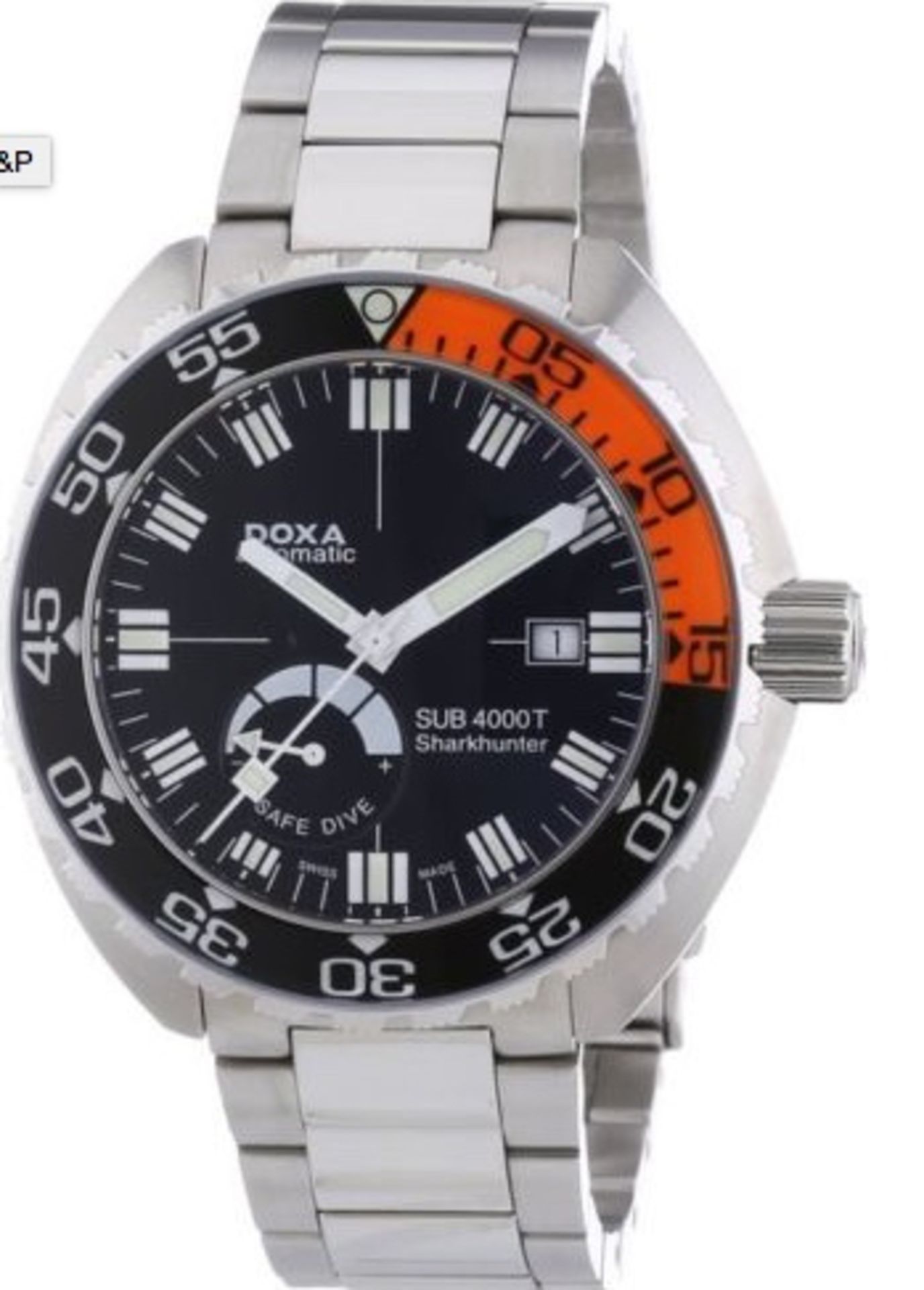 Brand New in Box - Doxa Sub 4000T Sharkhunter Sapphire Bezel Men's Automatic Watch with Black Dial - Image 2 of 5