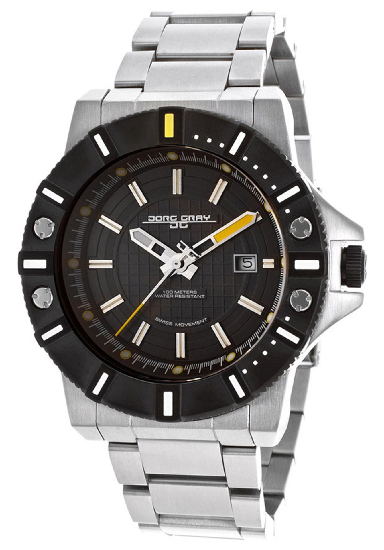 1 x Jorg Gray Men's Analogue Watch JG9500-22 with Black Dial and Stainless Steel Bracelet -Online