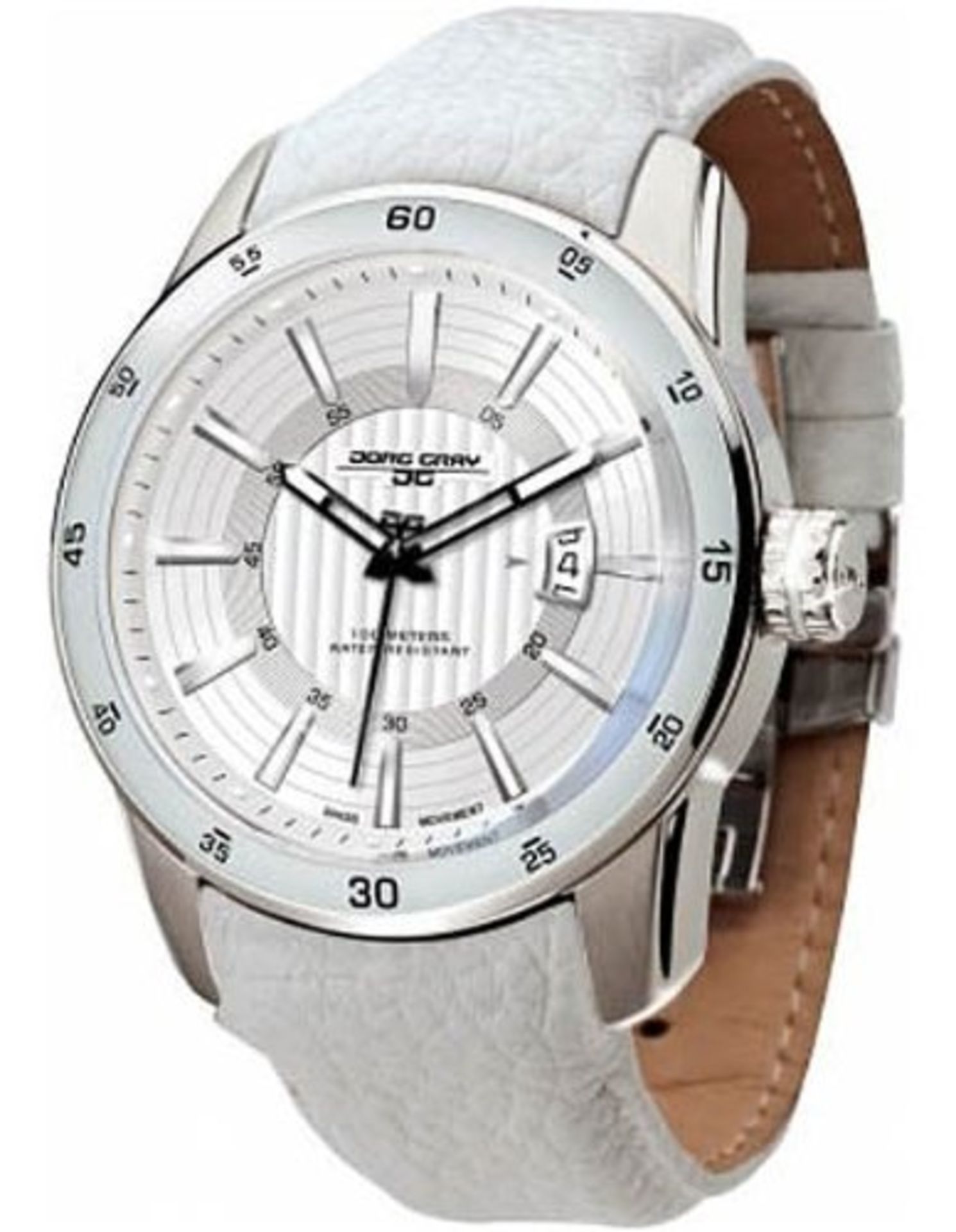 1 x Jorg Gray Men's Analogue Watch JG3700-13 with White Dial and Leather Strap -Online Sale