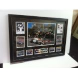 Lewis Hamilton signed photo montage 1. Frame size (inches): 22x32