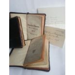 Set of 3 Leather Bound Antique Small Church Books with Exquisite Dedication/Inscription to Olive