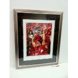 Steven Gerrard signed photo. Frame size (inches): 32x26