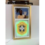 Pele Brazil badge signed photo. Frame size (inches): 38x20