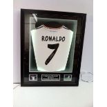 Ronaldo 3D signed shirt with lights. Frame size (inches): 26x32
