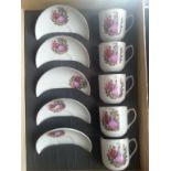 Vintage Chinese Export Espresso Coffee Set, Complete in Original Box - 5 Saucers and 5 Plates with