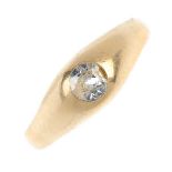 A gentleman's early 20th century 18ct gold diamond single-stone ring. The brilliant-cut diamond, (