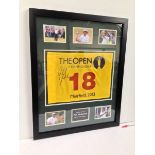 Phil Mickelson signed golf flag. Frame size (inches): 26x32