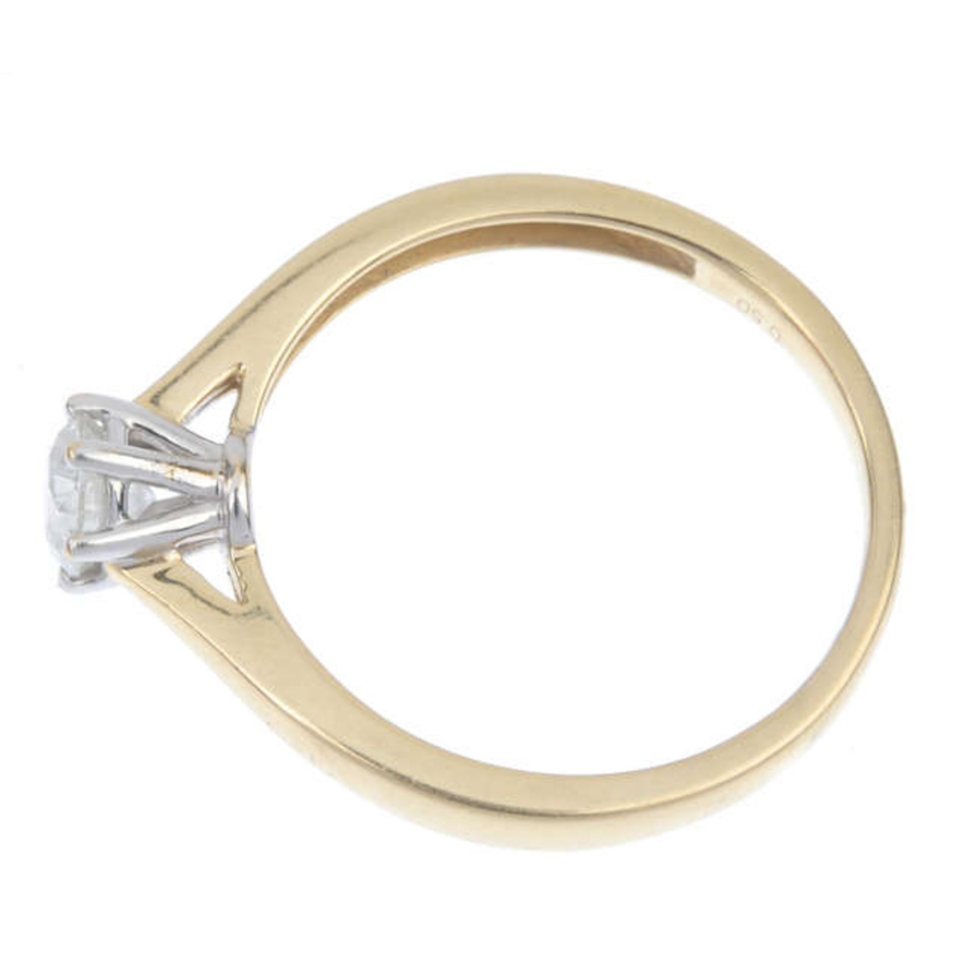 An 18ct gold diamond single-stone ring. The brilliant-cut diamond, to the plain band. Diamond weight - Image 3 of 3
