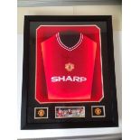Bryan Robson 3D shirt with lights signed. Frame size (inches): 26x32