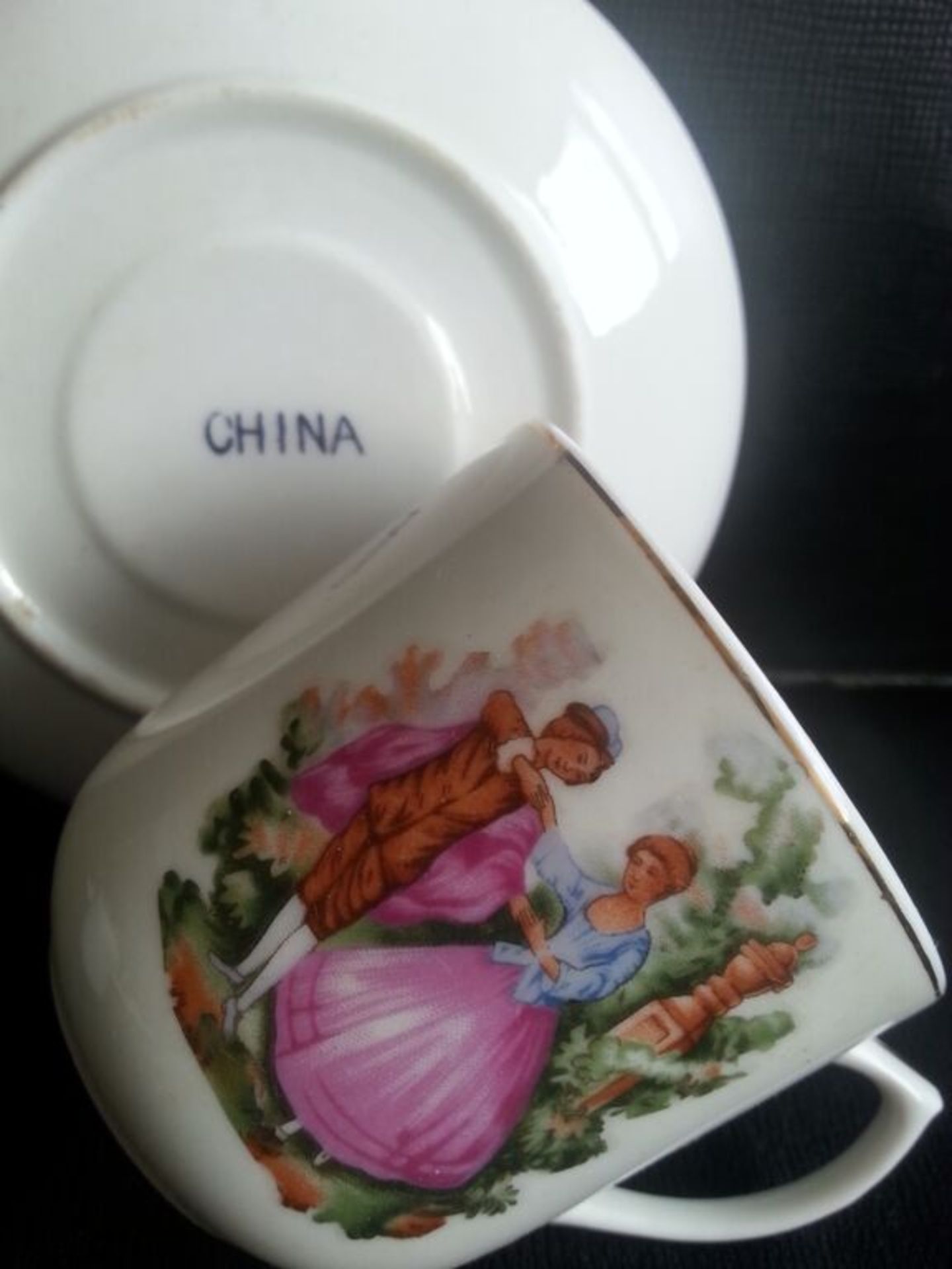 Vintage Chinese Export Espresso Coffee Set, Complete in Original Box - 5 Saucers and 5 Plates with - Image 3 of 4