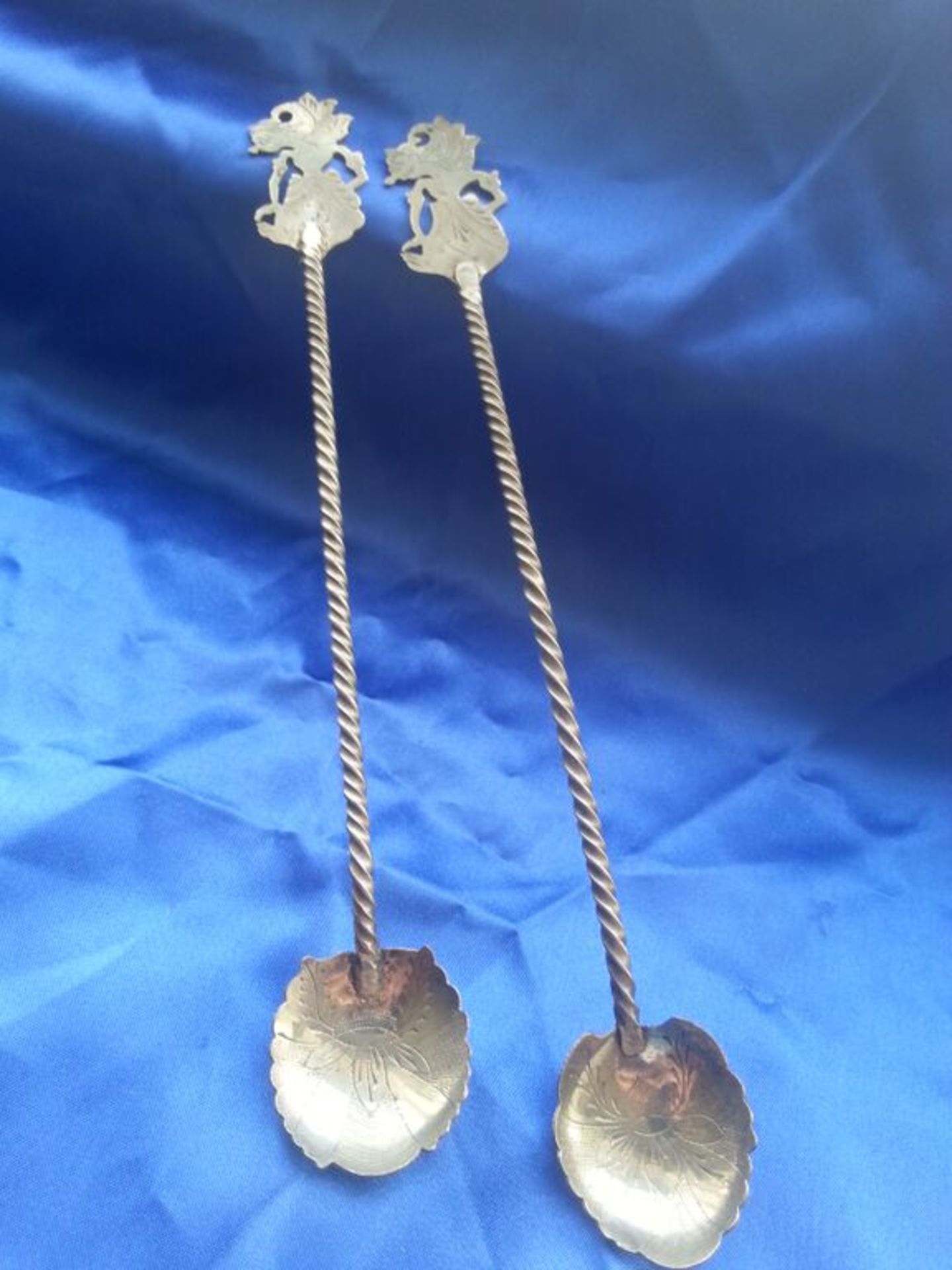 Vintage Unique Long Handled Spoons Measuring 6.5 inches. Barley Twist handles with a Fairy atop each