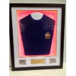 George Best signed 3D shirt illuminated. Frame size (inches): 26x32