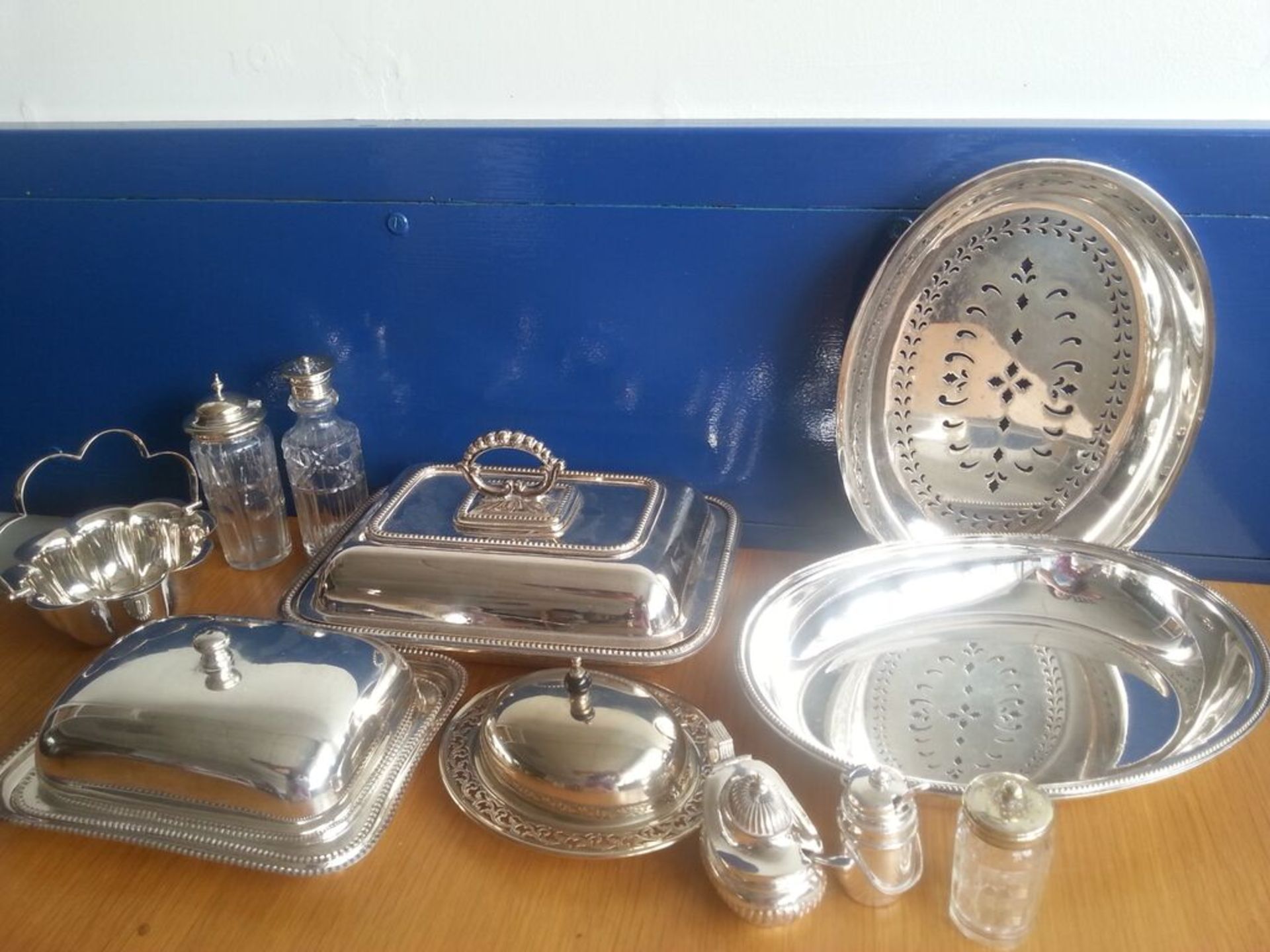 Group of Silver Plated Metal Ware, Covered Dishes, Salts etc. Delivery Available - No reserve