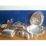 Group of Silver Plated Metal Ware, Covered Dishes, Salts etc. Delivery Available - No reserve