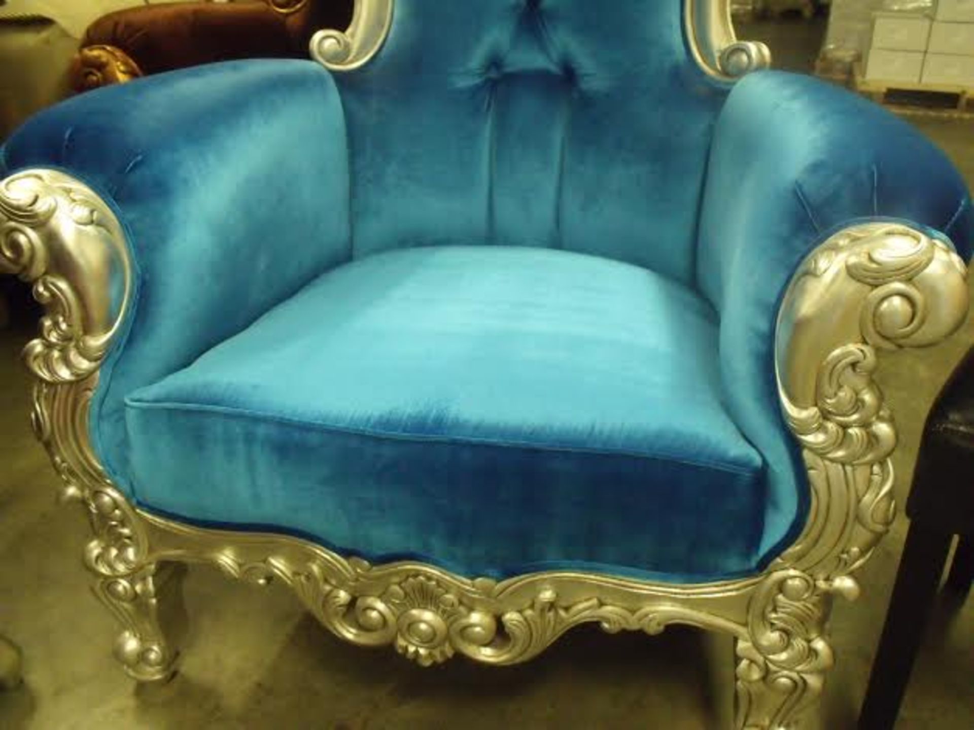 Absolom Roche Chair - Silver & Blue Plush Velvet The perfect talking point piece of furniture. Feast - Image 3 of 4
