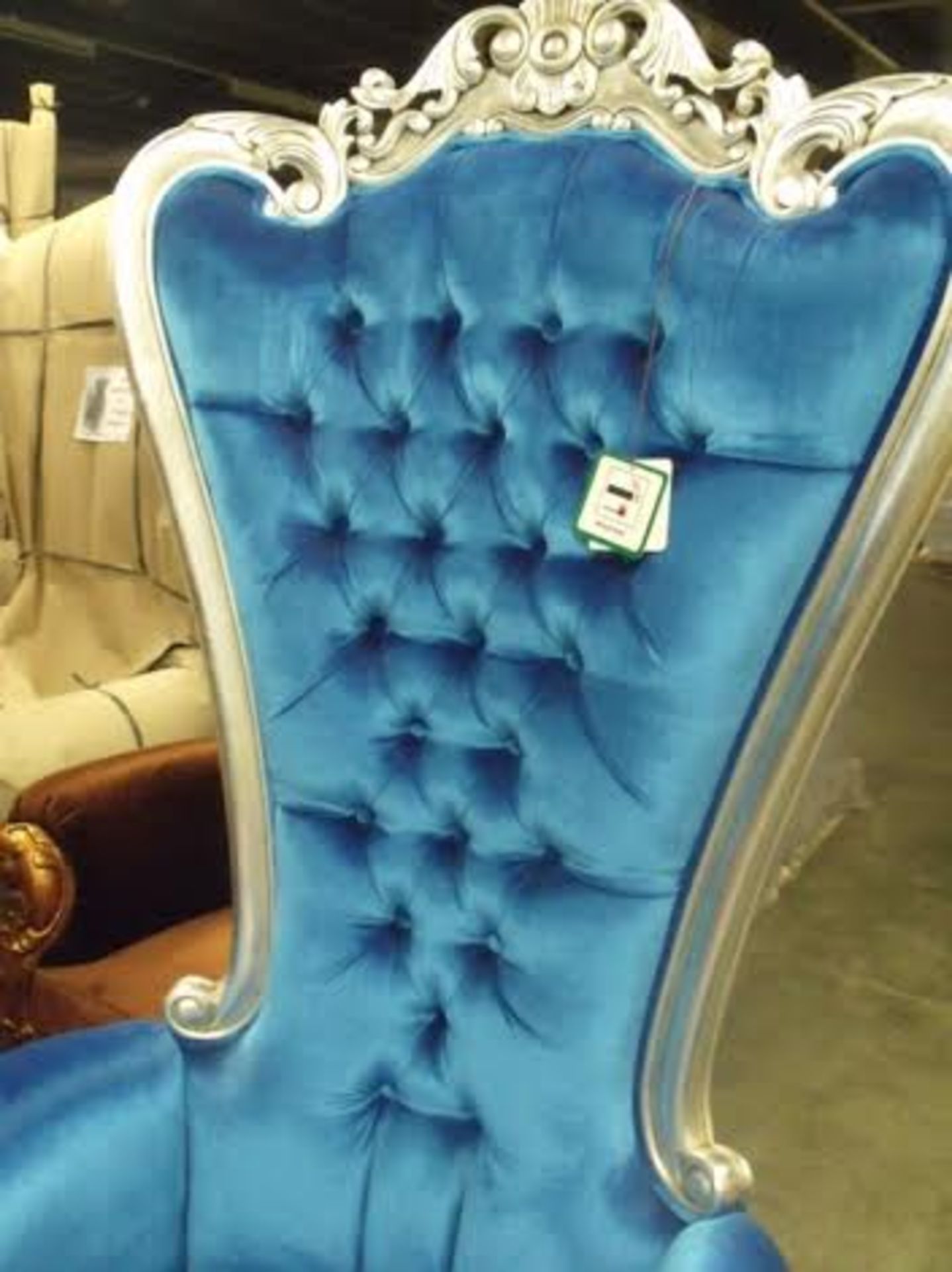 Absolom Roche Chair - Silver & Blue Plush Velvet The perfect talking point piece of furniture. Feast - Image 4 of 4