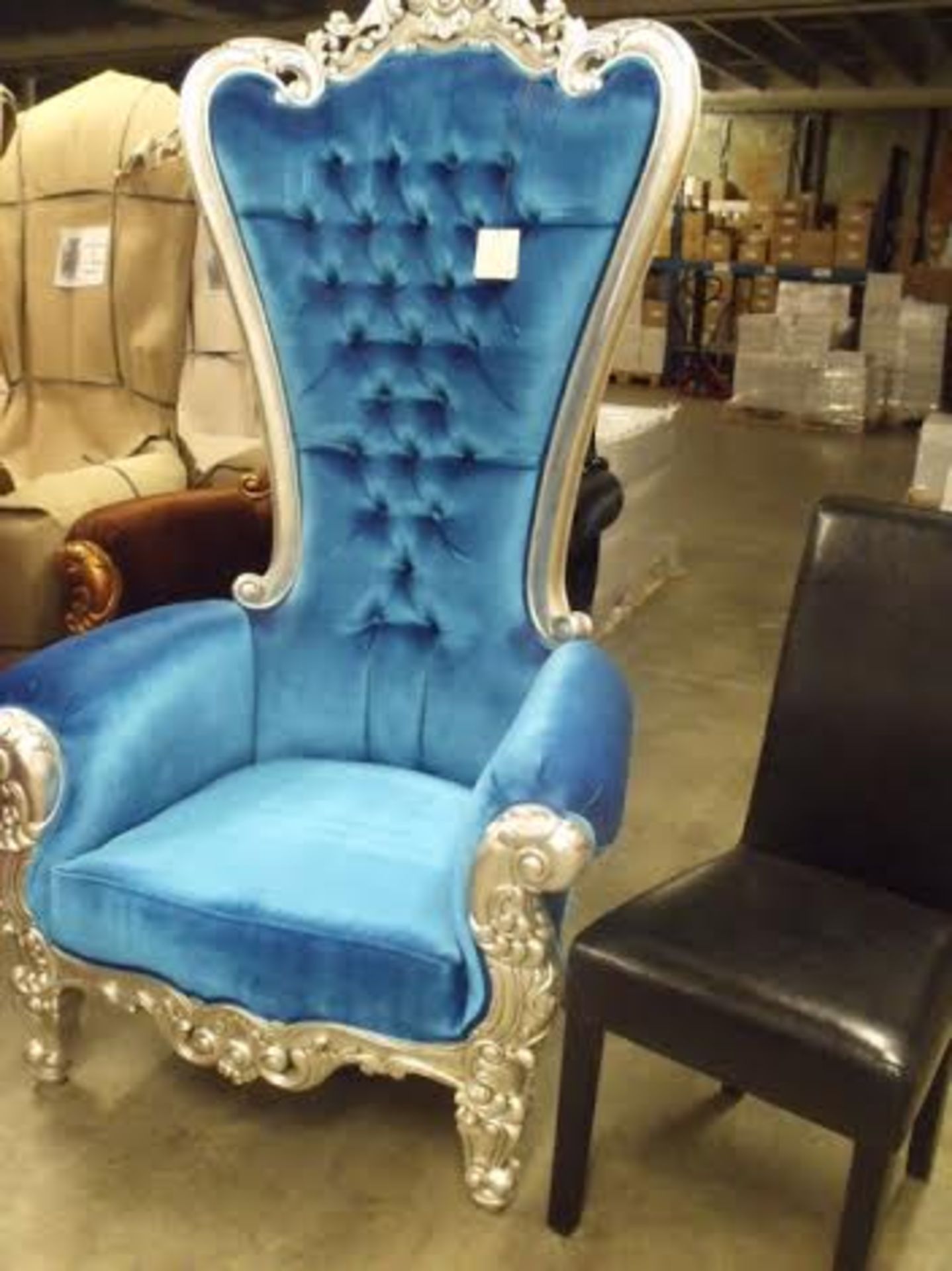 Absolom Roche Chair - Silver & Blue Plush Velvet The perfect talking point piece of furniture. Feast - Image 2 of 4