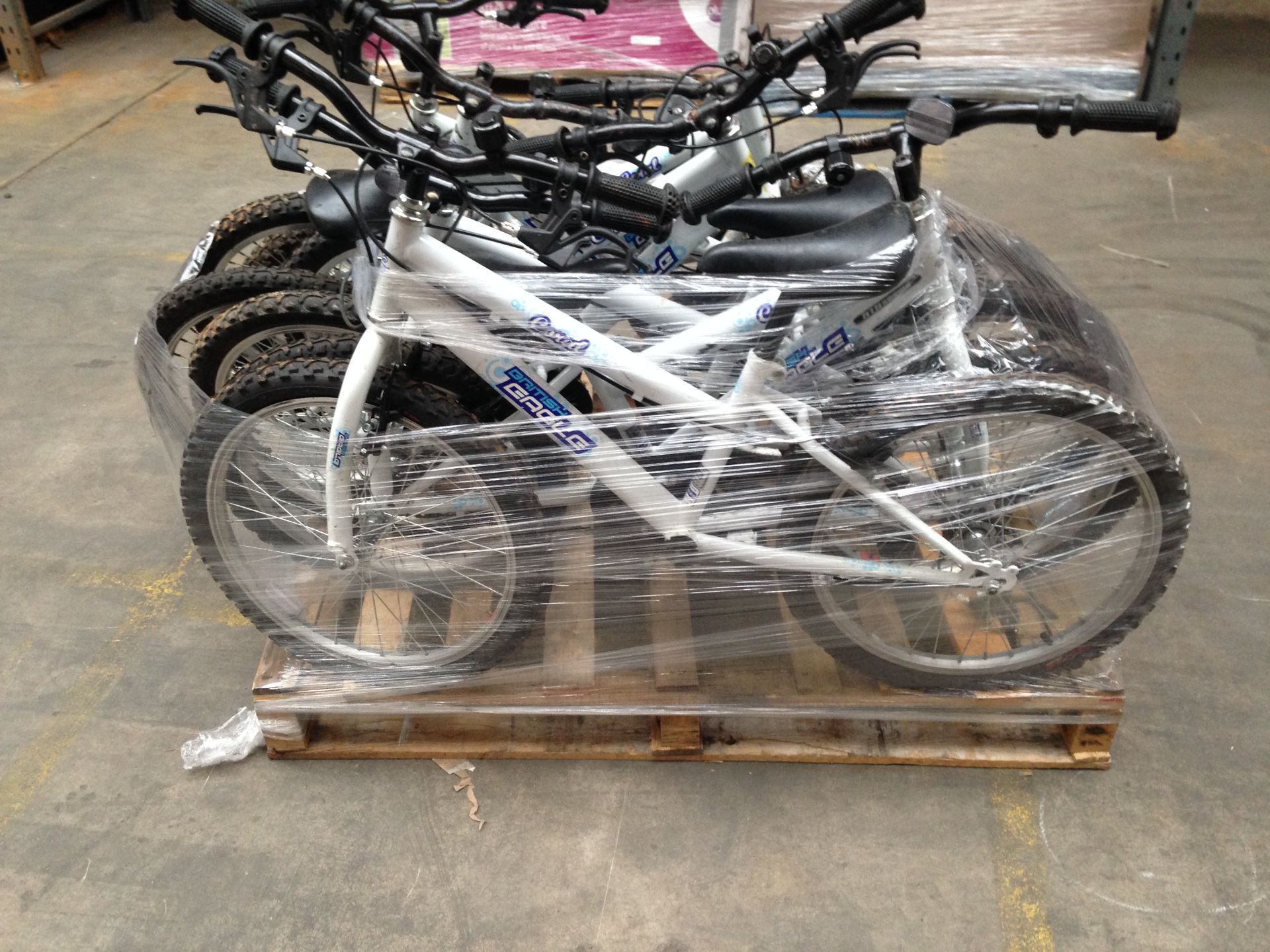 PALLET (R1) TO CONTAIN 7 x BRITISH EAGLE CORAL KIDS PEDAL BIKES. ORIGINAL RRP £134.99 EACH, TOTAL