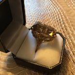 Very very large 9carat gold ring with smoke quarts