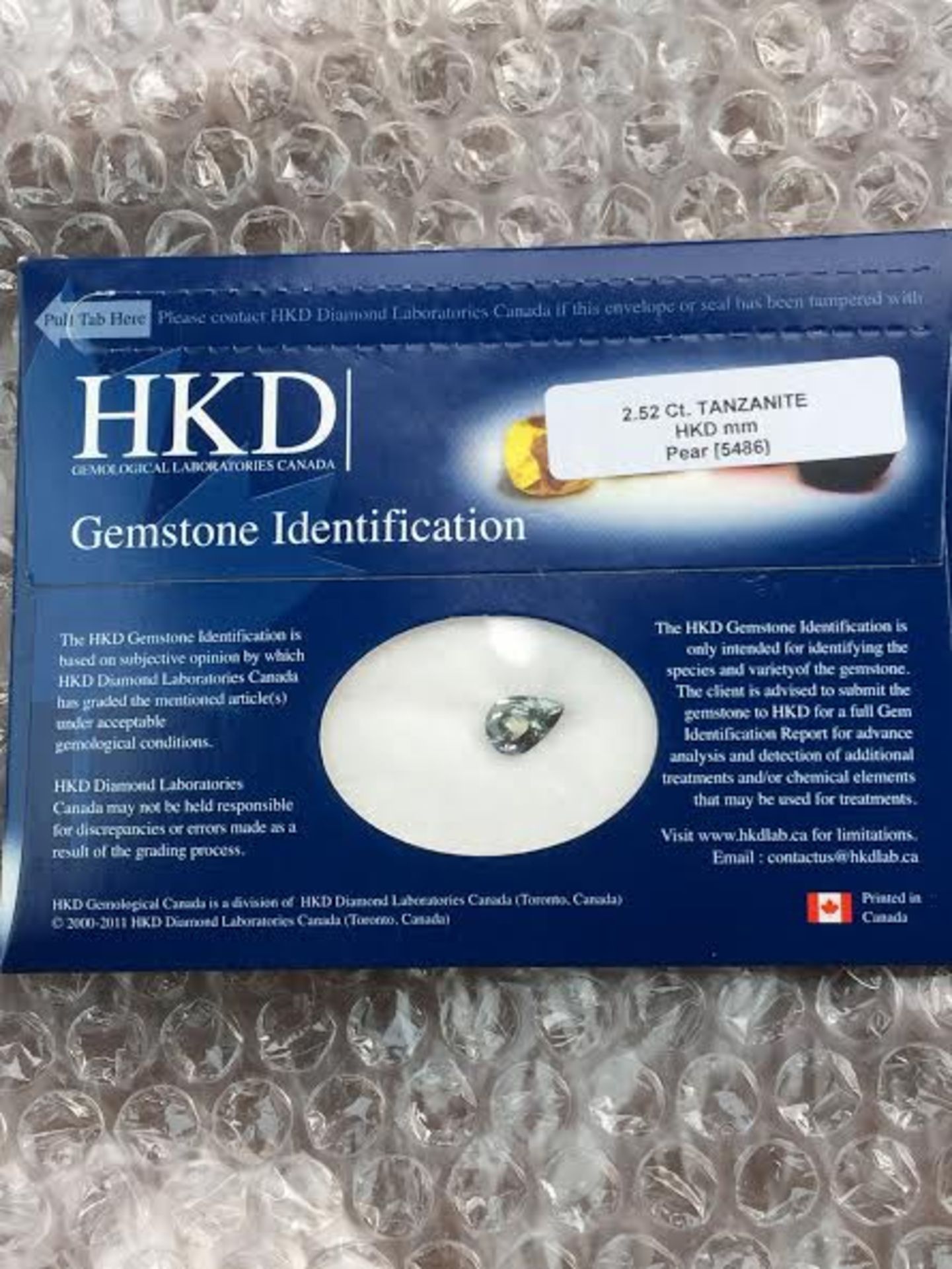 2.52 ct natural Tanzanite with HKD certificate - Image 3 of 3