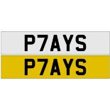 Cherished number plate ' P7AYS'