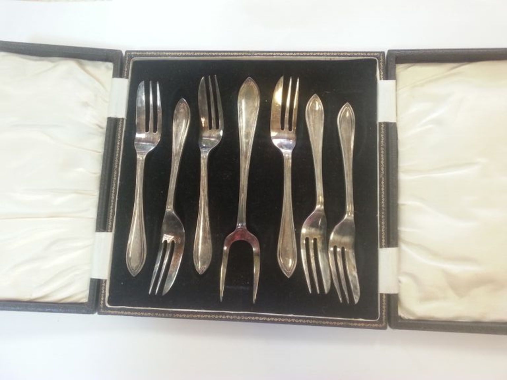 Set of Cased Silver Plate Cake Forks