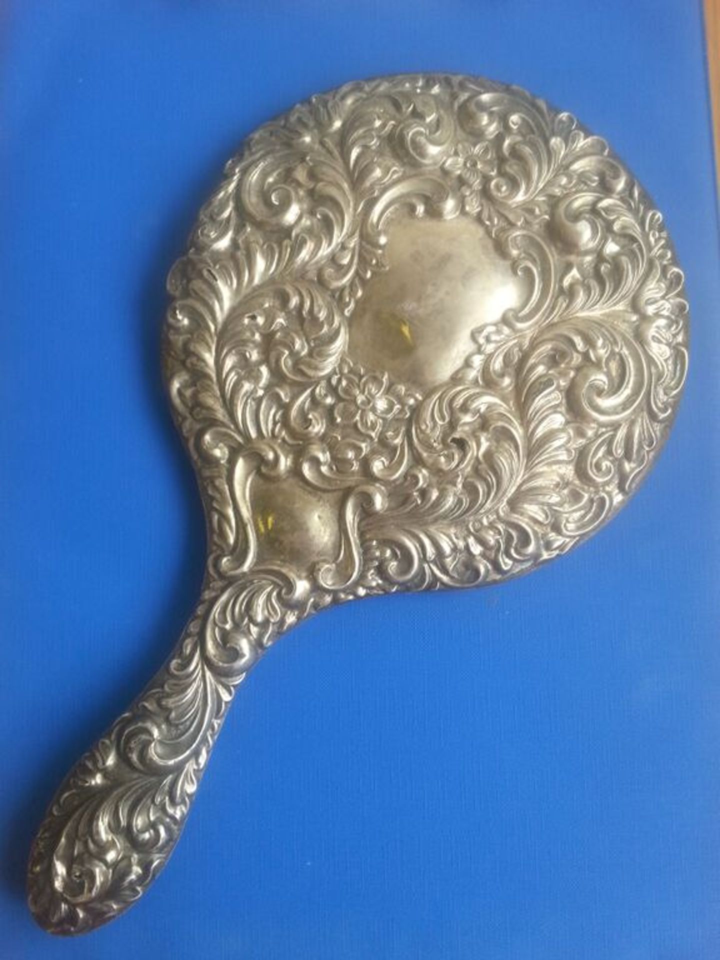 Antique Edwardian Silver Mirror, Hallmarked Birmingham 1906. Some Knocks/Dents.