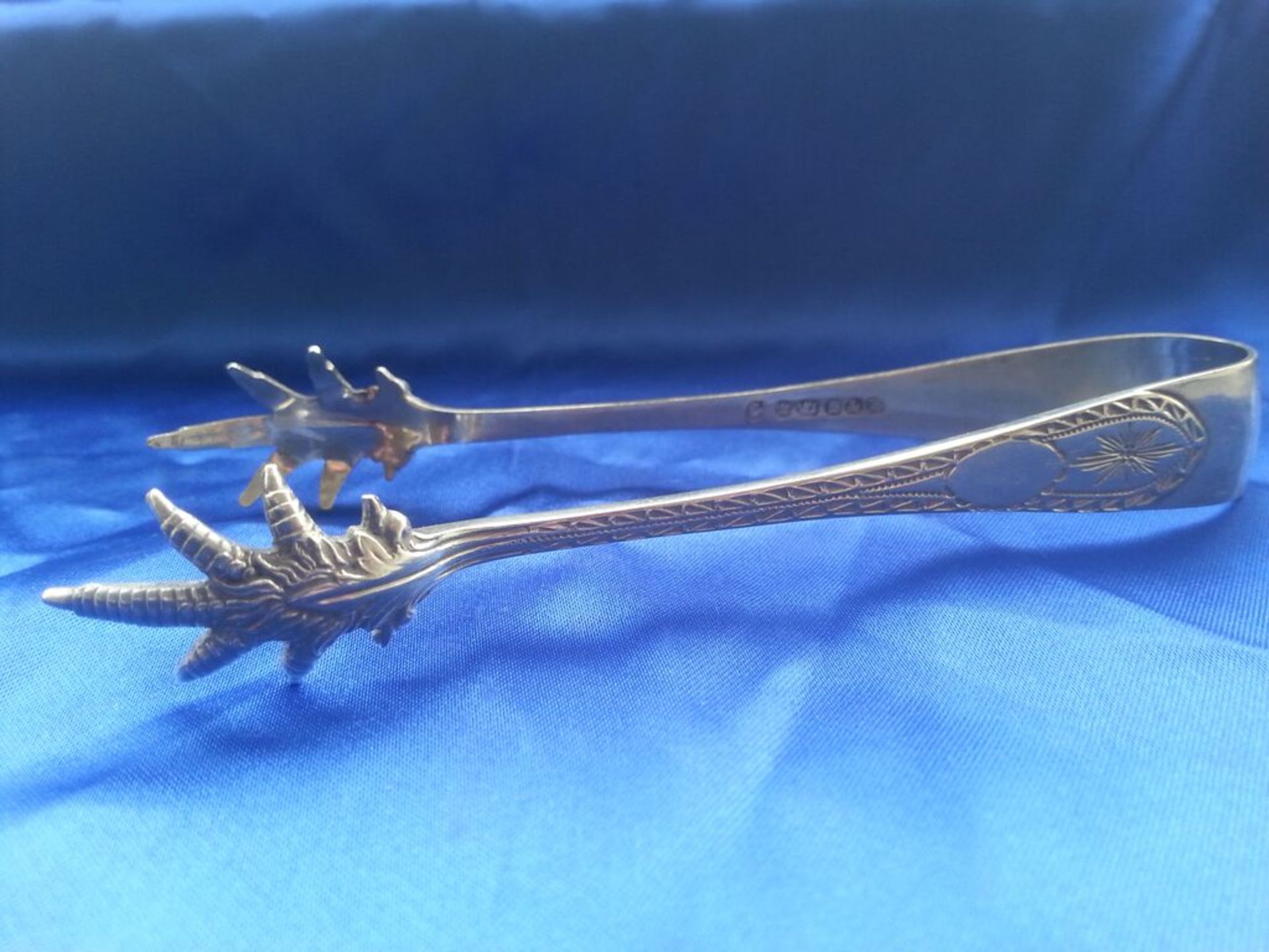 Antique Silver Plate Dragon Claw Design Sugar Tongs/Ice Nips by Deykin & Harrison.