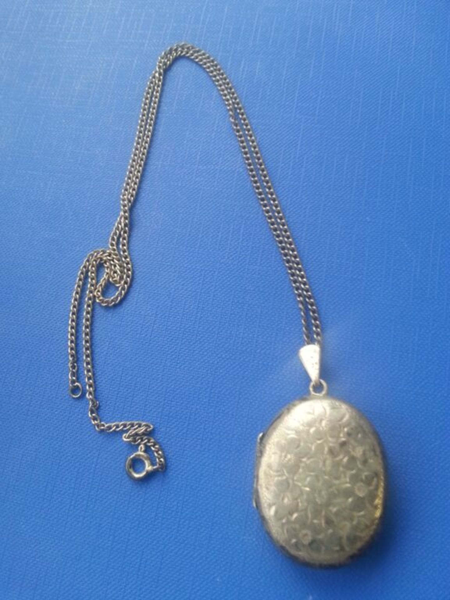 A Vintage Solid Silver Locket, Birmingham Hallmarks, Maker Joseph Smith. Chain Length 48cm,