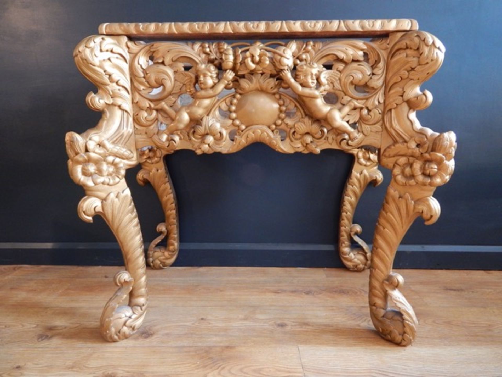 GILTWOOD CABINET ON PUTTI STAND
Condition: Original Finish Overpainted, pine or Limewood Base. - Image 3 of 4
