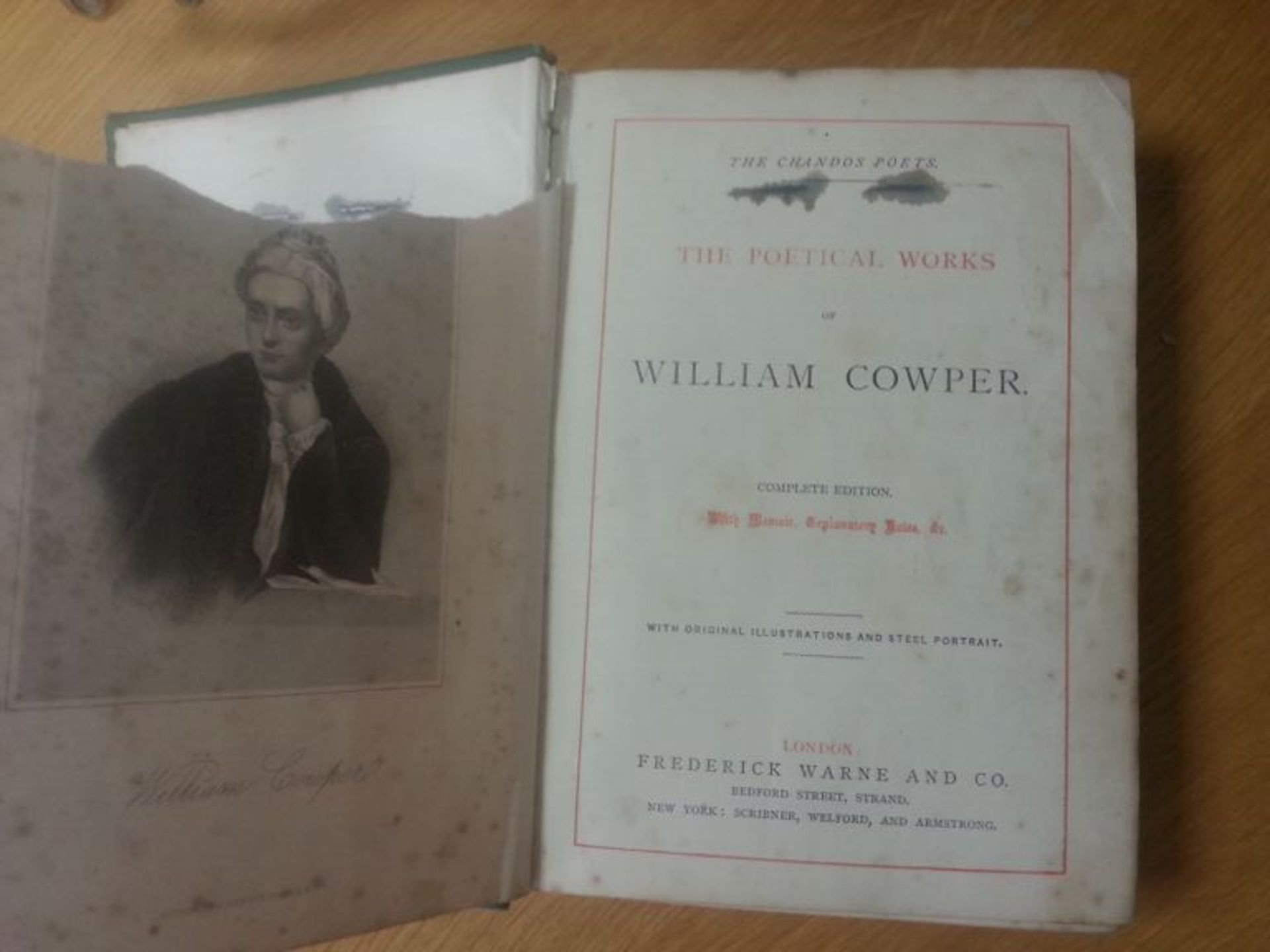 Antique Book - The Chandos Poets - The Poetical Works of William Cowper. London; Frederick Warne & - Image 3 of 6