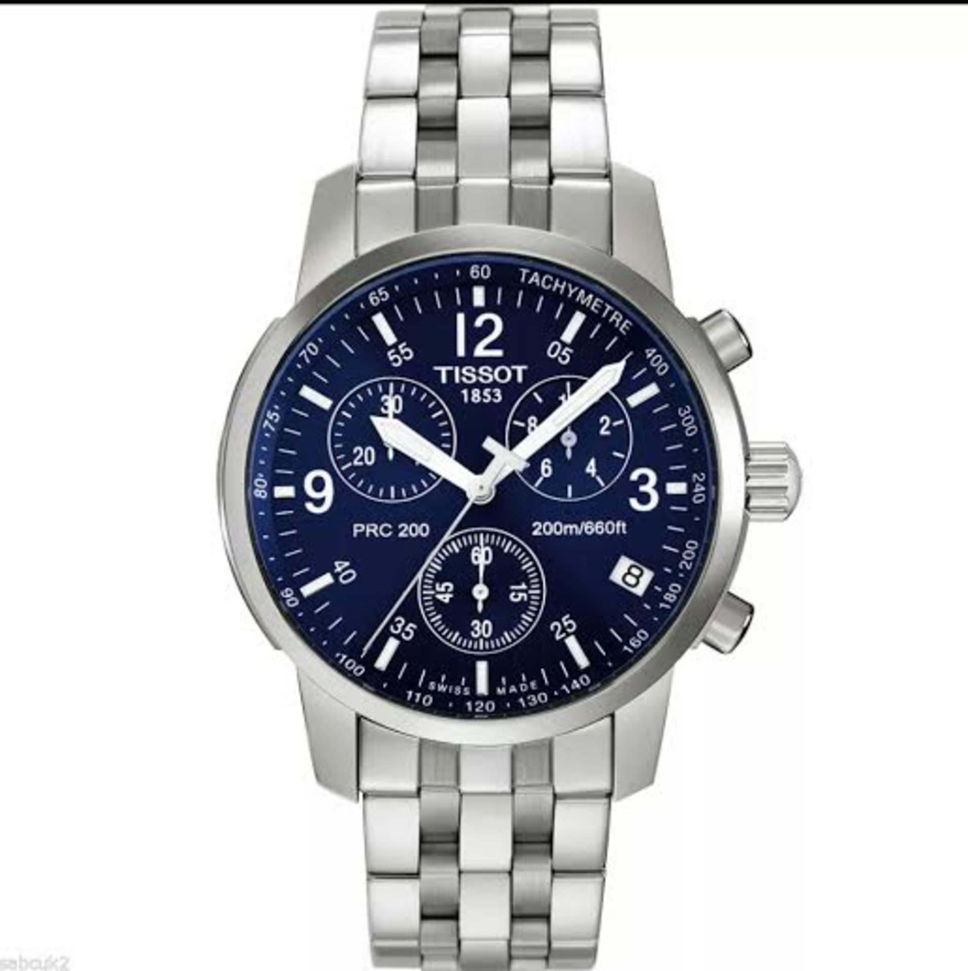 BRAND NEW TISSOT, T17.1.586.42, GENTS POLISHED STAINLESS STEEL BRACELET WATCH, WITH A BLUE