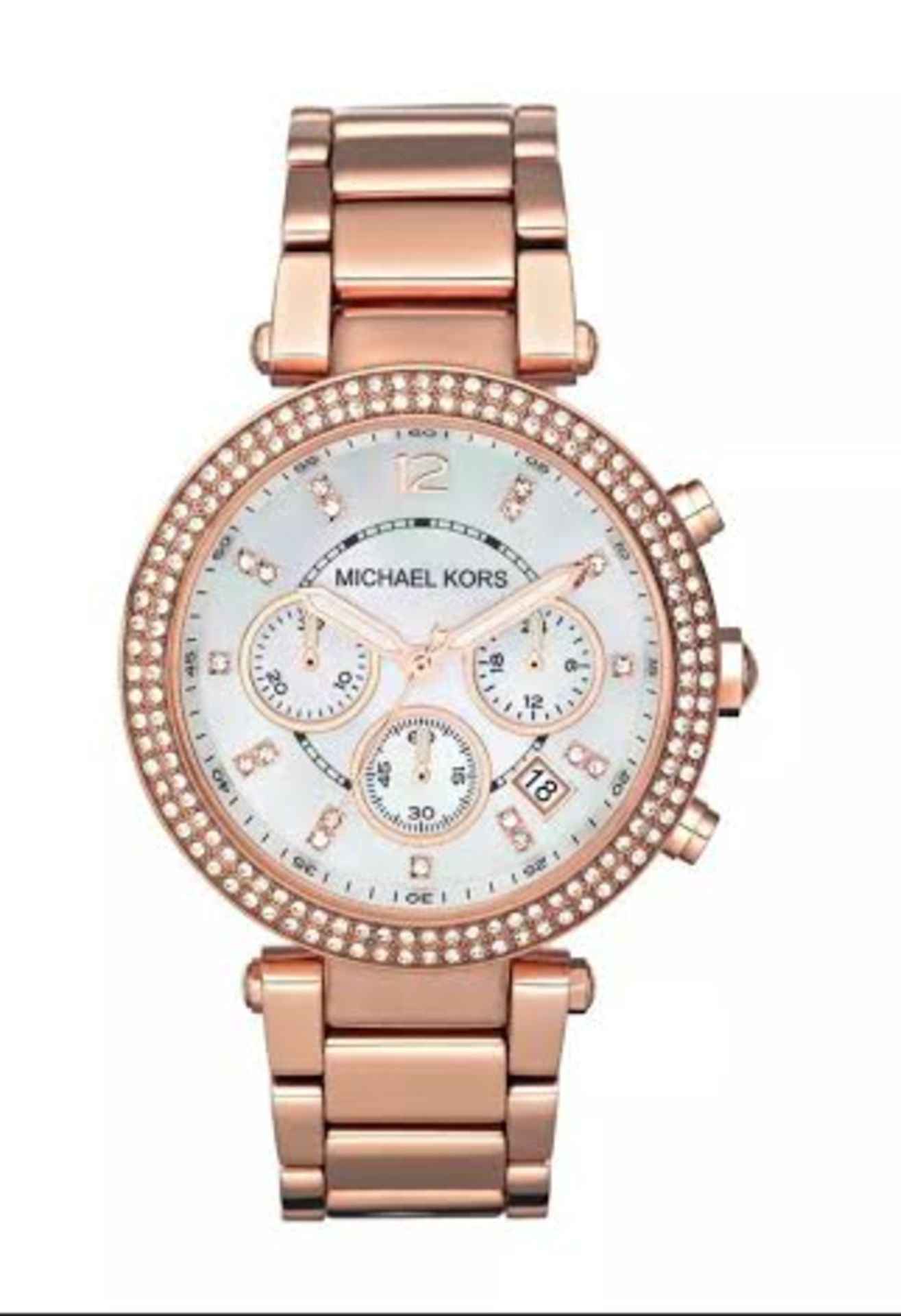 BRAND NEW MICHAEL KORS MK5491, LADIES ROSE GOLD PARKER CHRONOGRAPH WATCH - RRP £299, FREE P & P