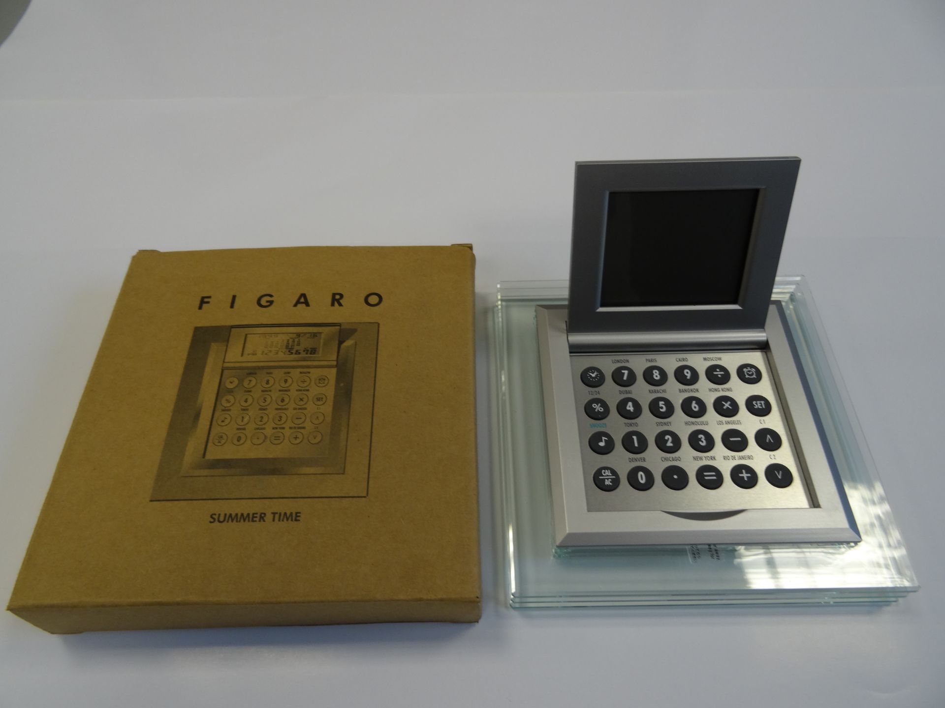 Desktop clock /calculator set in clear perspex surround x 40 Units - Image 2 of 6