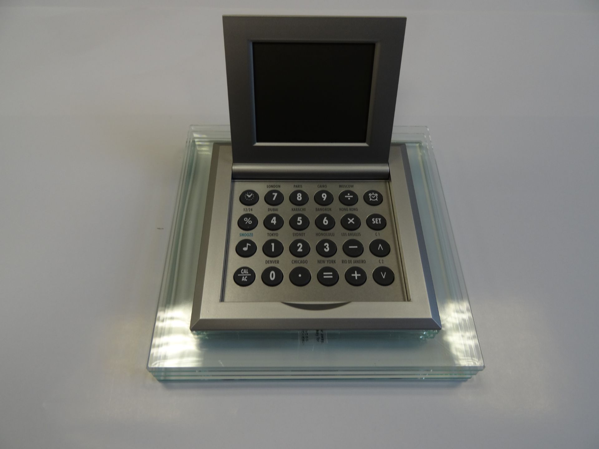 Desktop clock /calculator set in clear perspex surround x 40 Units - Image 5 of 6