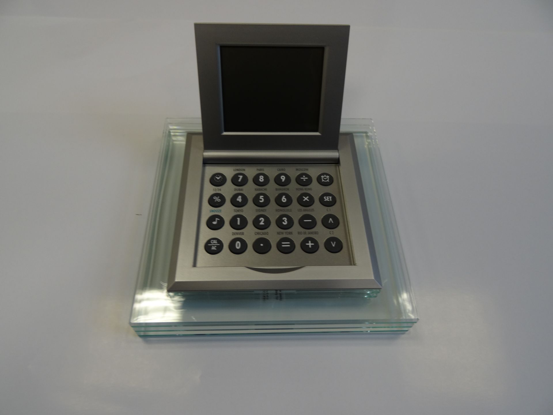 Desktop clock /calculator set in clear perspex surround x 40 Units - Image 6 of 6