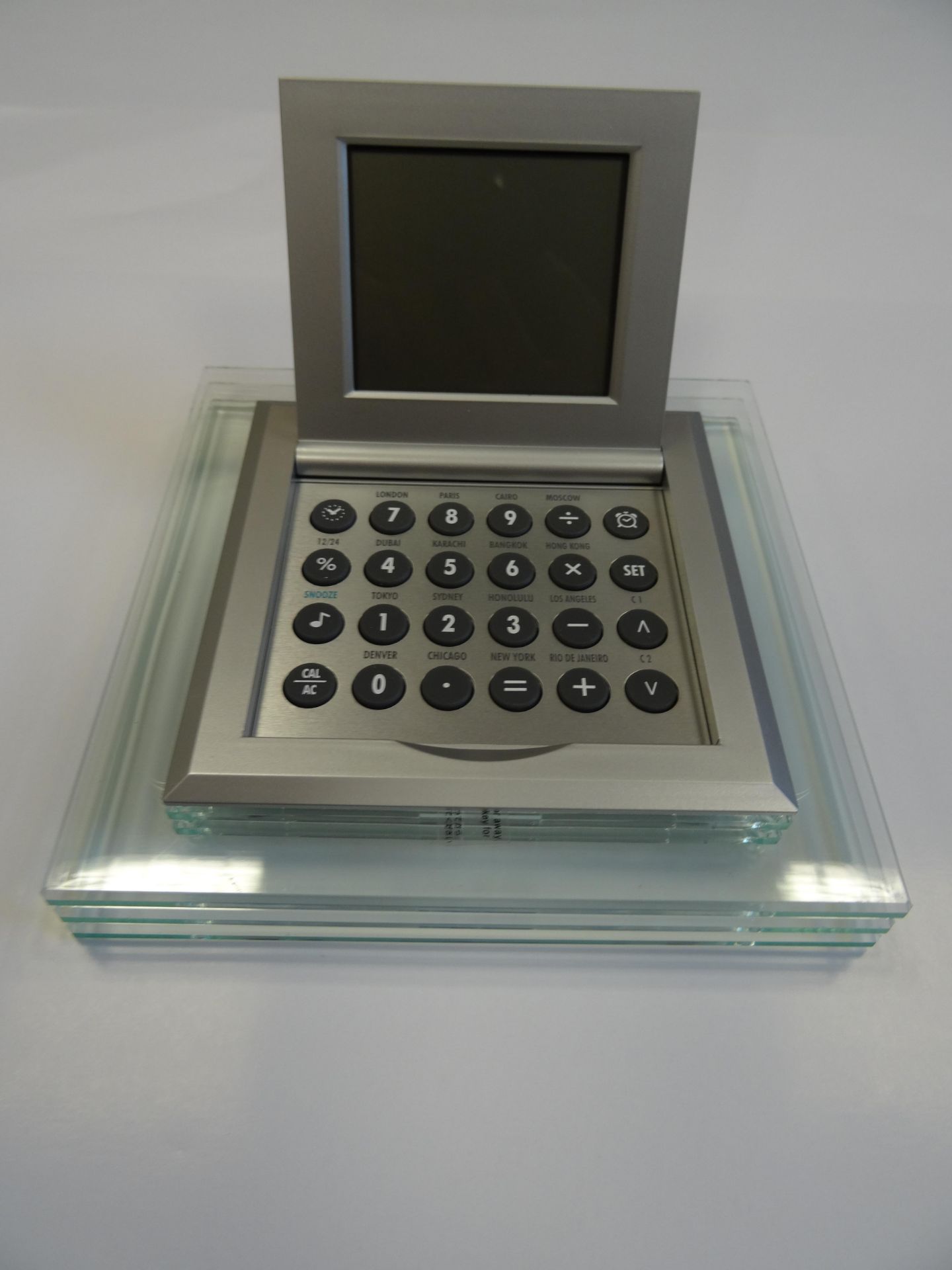 Desktop clock /calculator set in clear perspex surround x 40 Units - Image 3 of 6